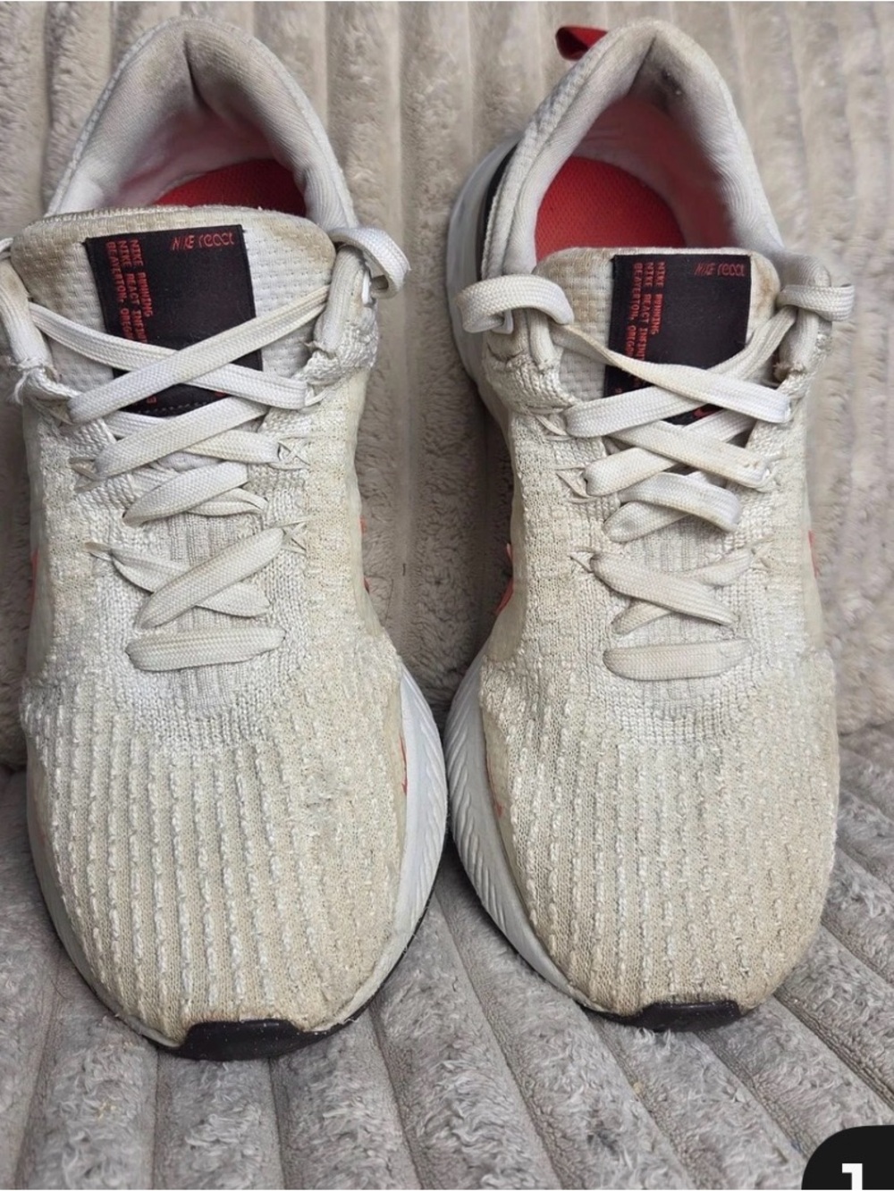 Nike React Infinity Run Flyknit 3 White Crimson Men's Running Shoes Size 8.5 - Picture 2 of 7